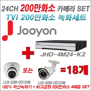 [TVI-2M] JHD4M24K2 24CH + 최고급형 200만화소 4배줌 카메라 18개 SET (실외형품절)