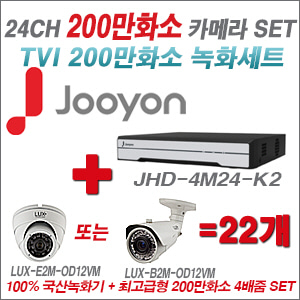 [TVI-2M] JHD4M24K2 24CH + 최고급형 200만화소 4배줌 카메라 22개 SET (실외형품절)