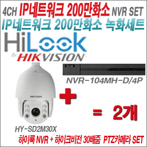 [IP-2M] NVR104MHD/4P 4CH + 하이크비전 200만화소 30배줌 PTZ카메라 2개 SET
