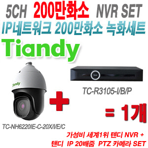 [IP-2M] TCR3105I/B/P 5CH + 텐디 200만화소 20배줌 PTZ IP카메라 1개 SET