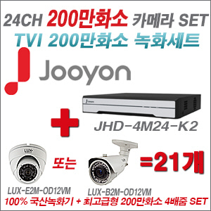 [TVI-2M] JHD4M24K2 24CH + 최고급형 200만화소 4배줌 카메라 21개 SET (실외형품절)